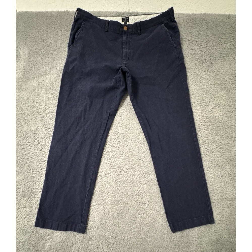J. CREW Sutton Chino Pants Mens 38‎ Navy Blue Flat Front Dress Slacks Trousers - Picture 2 of 8